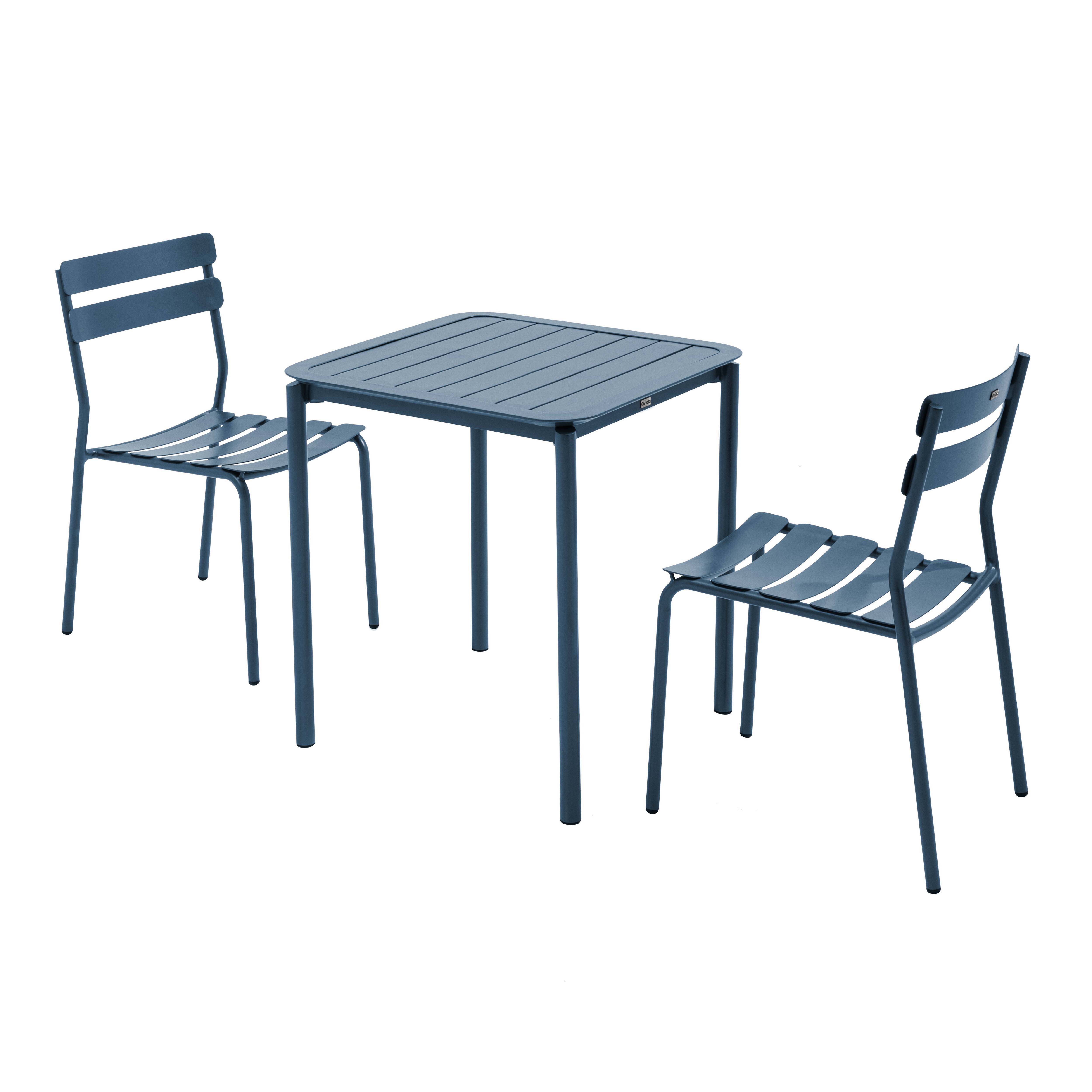 Oviala - Ensemble table de terrasse 70cm et 2 chaises bleu foncé Almada - Oviala - Image 1