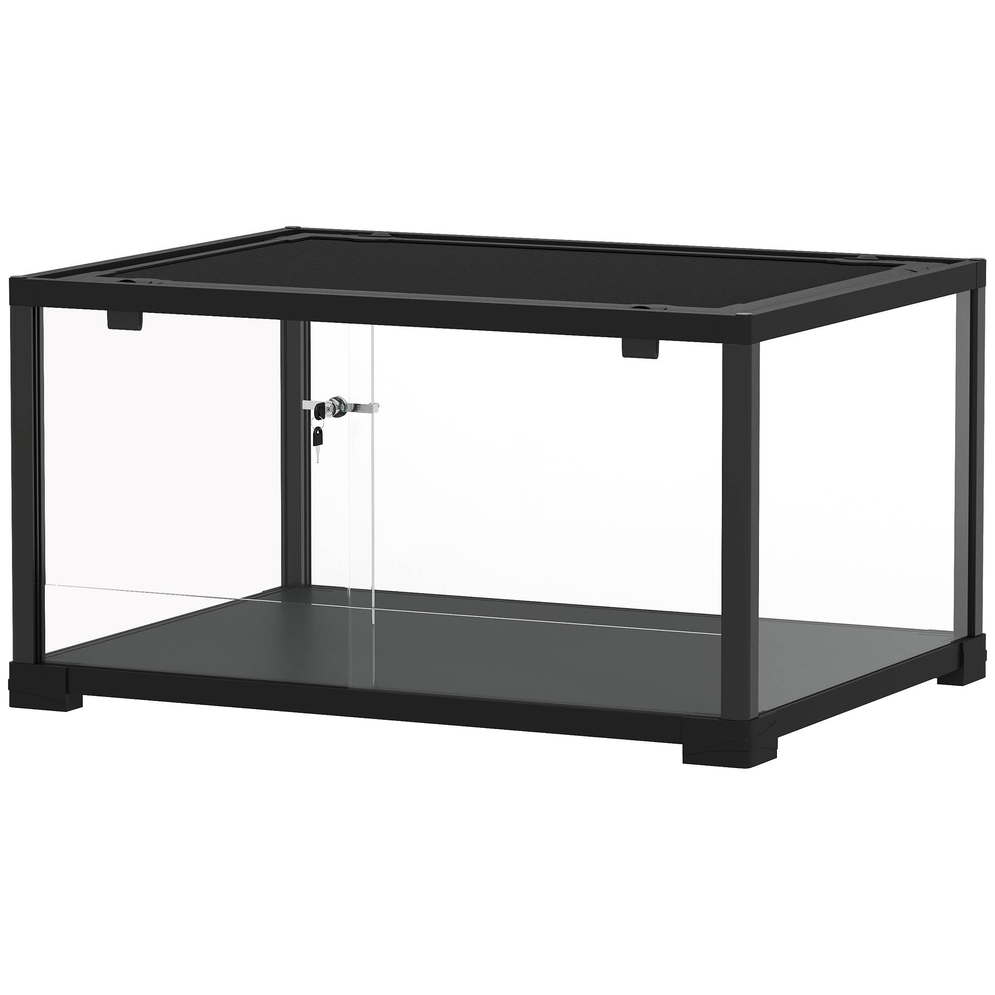 Terrarium en verre pour reptile enclos pour hamster 86 L ventilation supérieure porte coulissante 50,8x30,5x35,6cm noir - Image 2