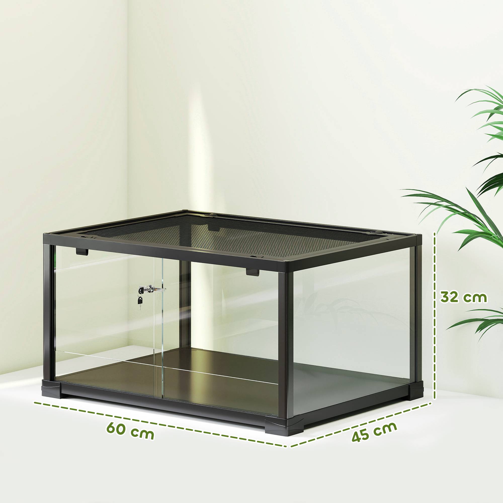Terrarium en verre pour reptile enclos pour hamster 86 L ventilation supérieure porte coulissante 50,8x30,5x35,6cm noir - Image 5