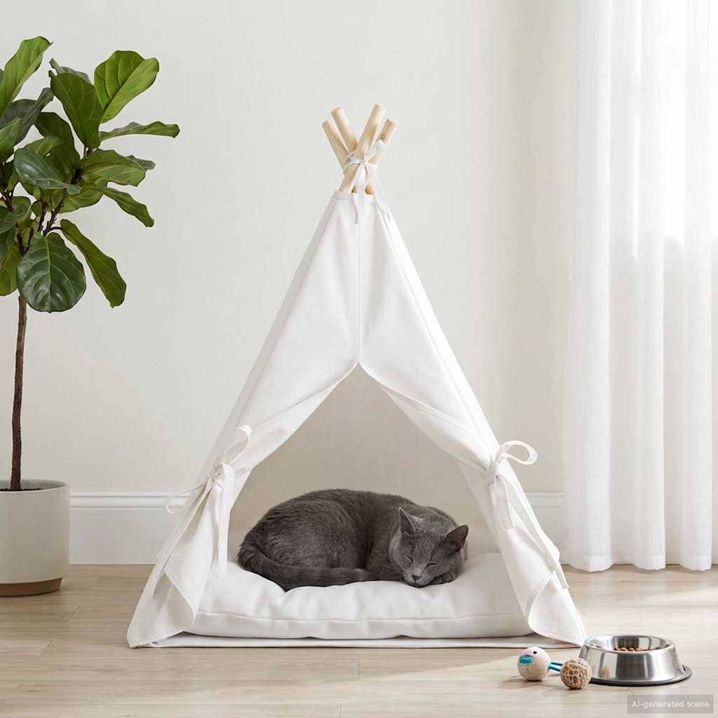 Vidaxl - Teepee pour animaux de compagnie avec coussin 60 x 60 x 70 cm vidaXL 42020254 - Image 4