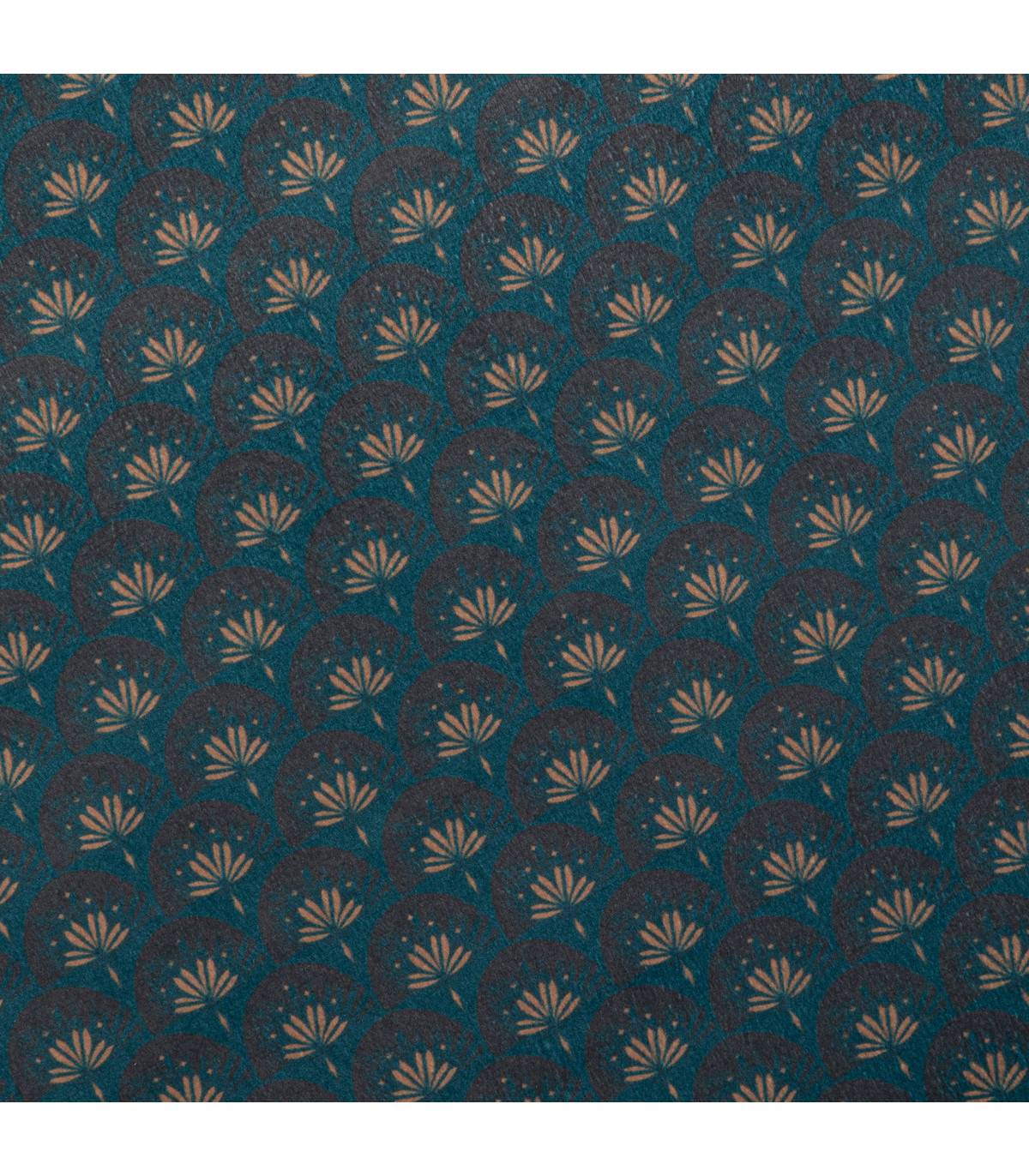 Pouf pliant et Coffre de rangement en velours Bleu avec motifs - Image 4