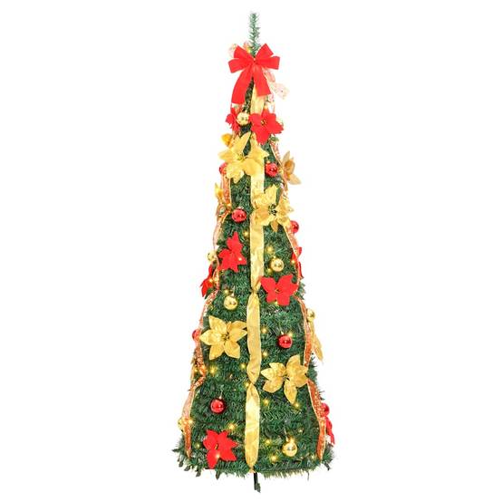 Sapin de Noël | Arbre de Noël artificiel escamotable 200 LED vert 210 cm Maison Chic - Image 4