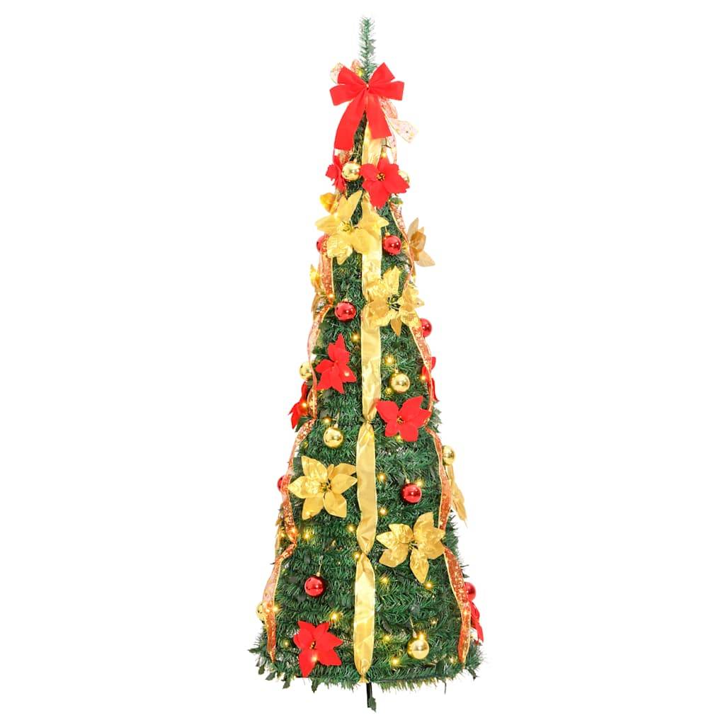 Sapin de Noël | Arbre de Noël artificiel escamotable 200 LED vert 210 cm Maison Chic - Image 4