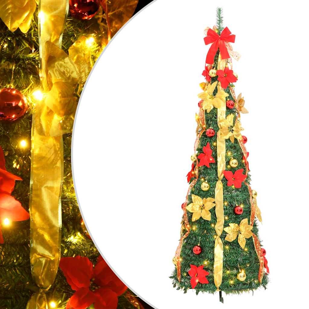Sapin de Noël | Arbre de Noël artificiel escamotable 200 LED vert 210 cm Maison Chic - Image 2