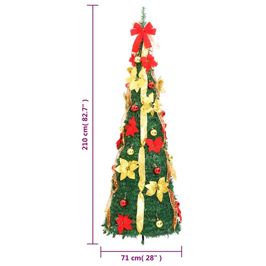 Sapin de Noël | Arbre de Noël artificiel escamotable 200 LED vert 210 cm Maison Chic - Image 9