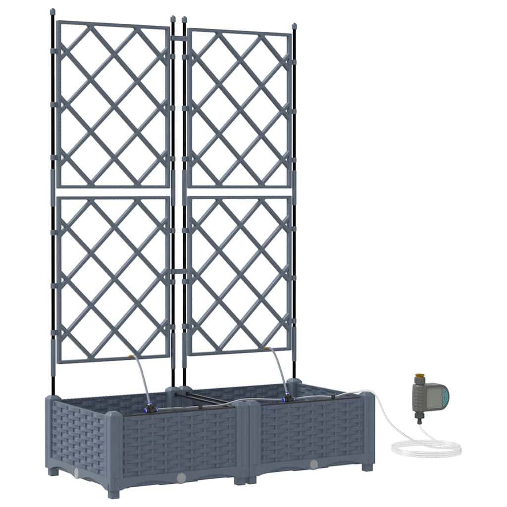 Cache-pot de jardin 2 pcs | Bac à fleurs Gris Clair Acier - Image 1