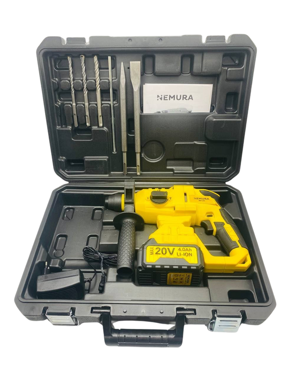 Marteau Perforateur sans fil 20V NEMURA + Batterie 4Ah + Chargeur Rapide + Mallette de rangement - Image 4