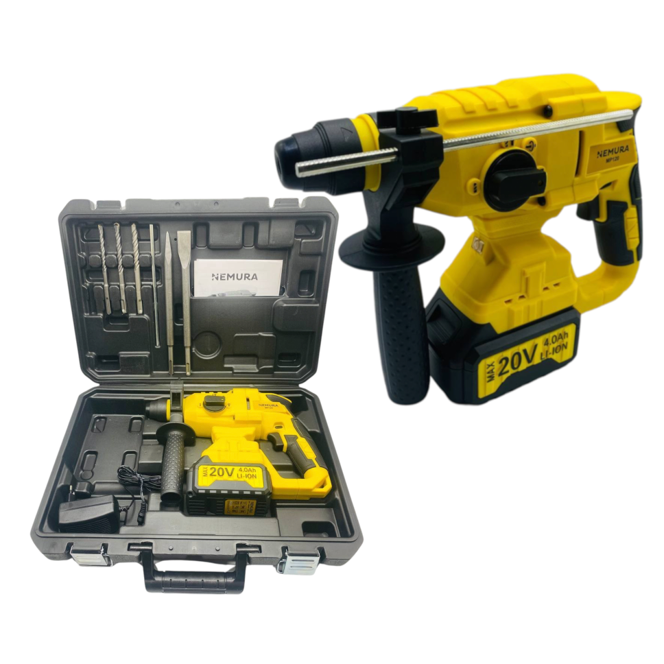 Marteau Perforateur sans fil 20V NEMURA + Batterie 4Ah + Chargeur Rapide + Mallette de rangement - Image 1