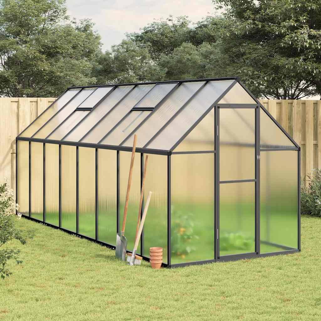 Serre aluminium et polycarbonate anthracite 445 x 169 x 195 cm - PANGIVO - Image 1