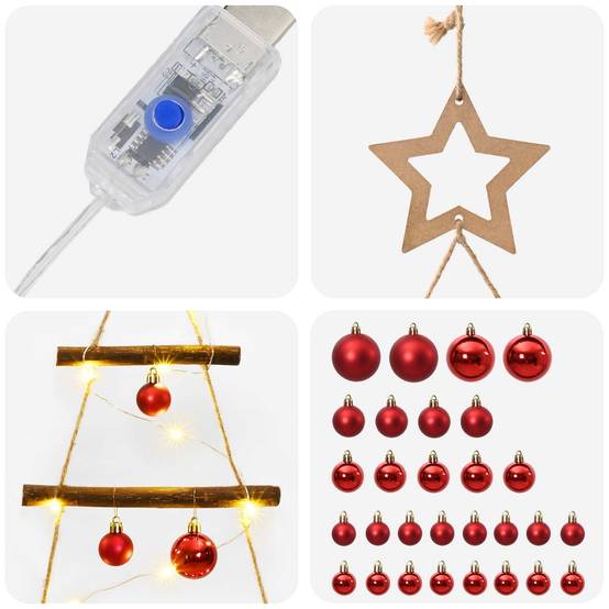 Vidaxl - Arbre de Noël suspendu avec boules 180 cm 100 LED Blanc chaud vidaXL 42050494 - Image 7