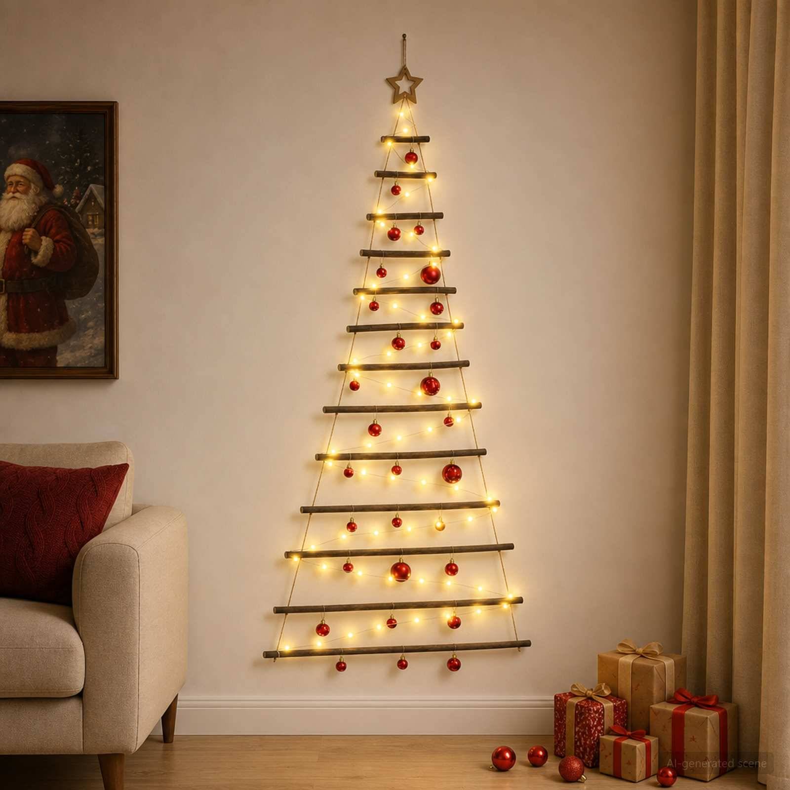 Vidaxl - Arbre de Noël suspendu avec boules 180 cm 100 LED Blanc chaud vidaXL 42050494 - Image 4