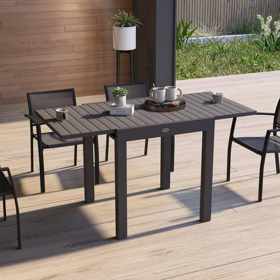 PANGIVO - Table extensible aluminium gris 162 x 80 x 75 cm - PANGIVO - Image 4