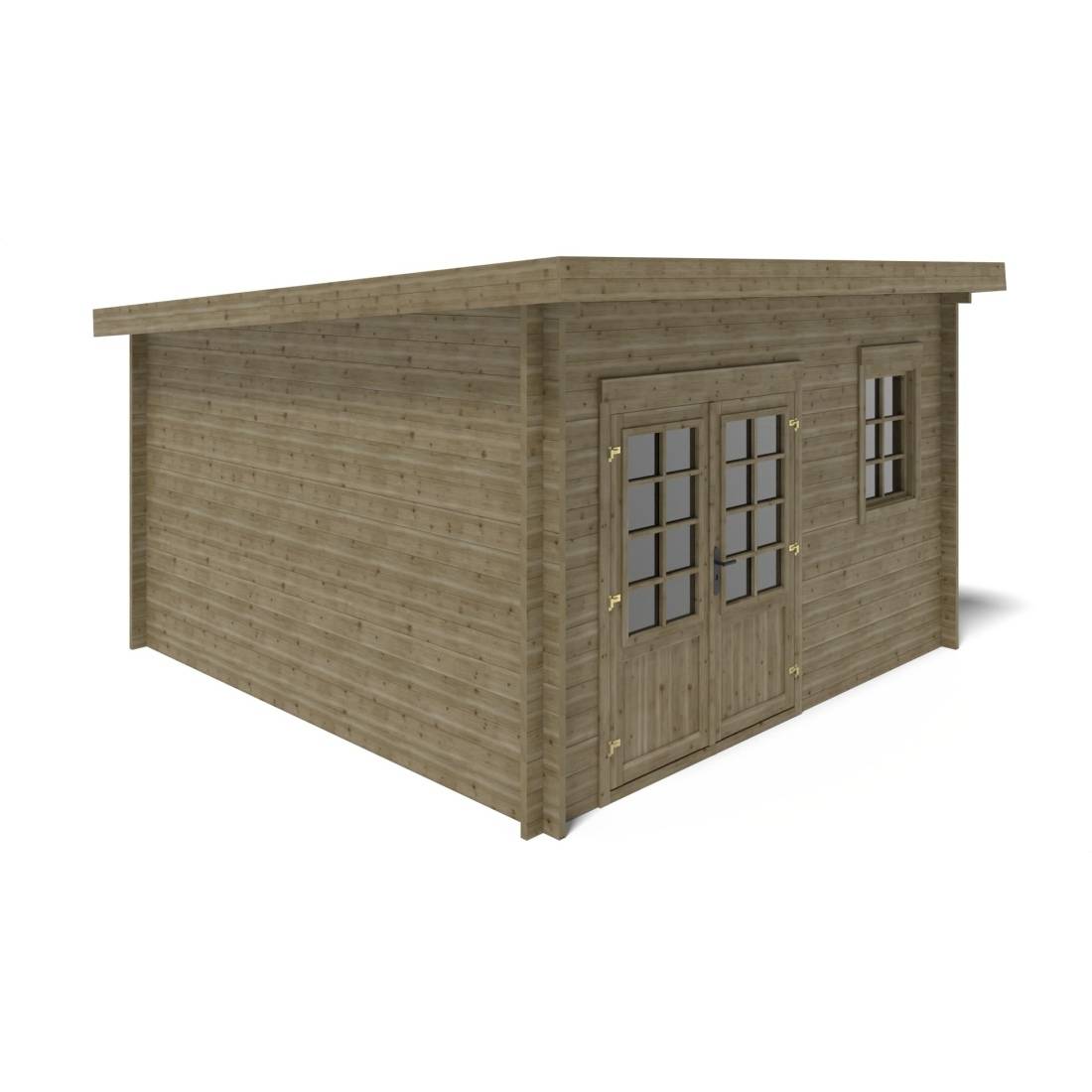 Altanka - Abri de jardin bois traité 16 m² ép. 40 mm 4x4 m couleur vert avec double porte – Altanka - Image 6