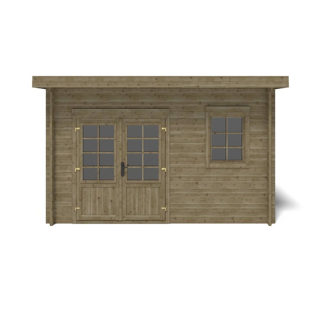 Altanka - Abri de jardin bois traité 16 m² ép. 40 mm 4x4 m couleur vert avec double porte – Altanka - Image 5