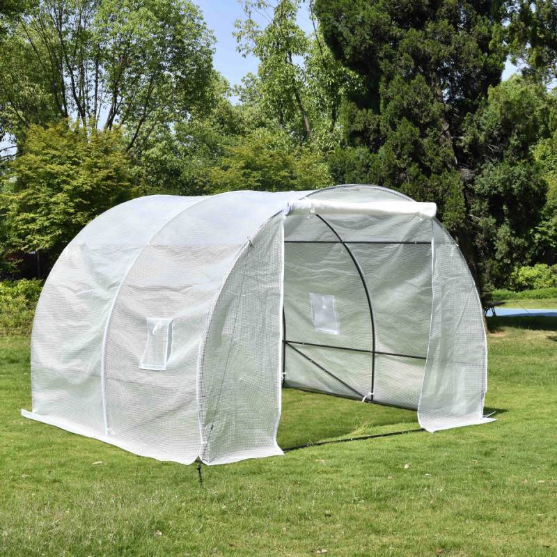 Serre tunnel 9m² polyéthylène armé avec embase et porte enroulable Green Protect Bianca - Image 4