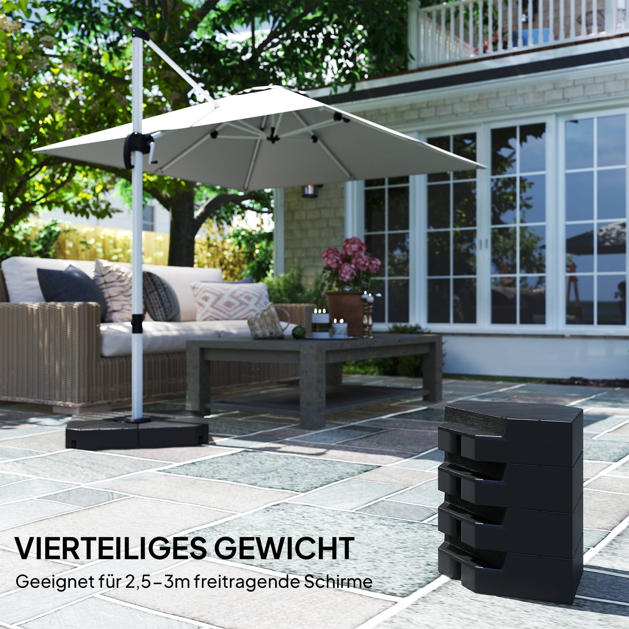 Dalles lestage parasol déporté plastique jardin extérieur remplissage aspect bois noir - ComfortXL Outdoor Living - Image 6