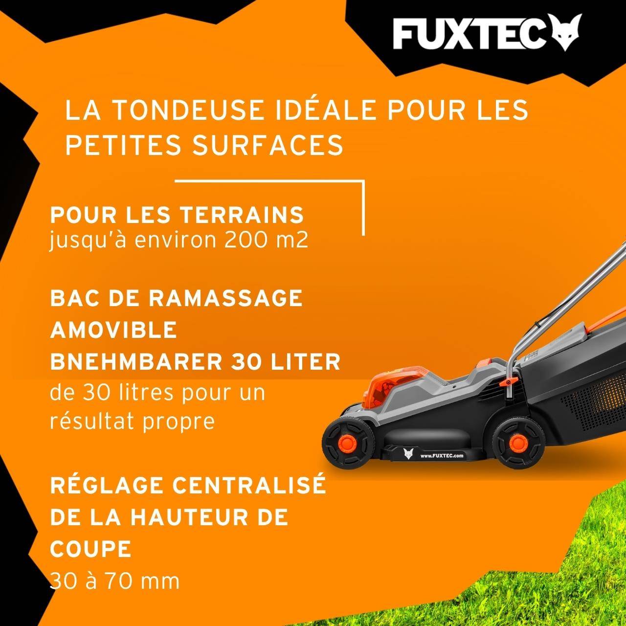 FUXTEC - Tondeuse sans fil FUXTEC- FX-E1RM20ECO-SET 20 V 4 Ah, coupe 30 cm, bac 30 L - Image 4
