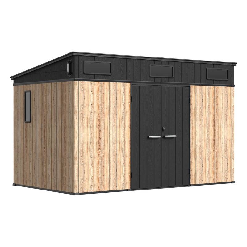 Abri de jardin en résine effet bois 7,29m² avec plancher Woodizy Jôbu - Image 4