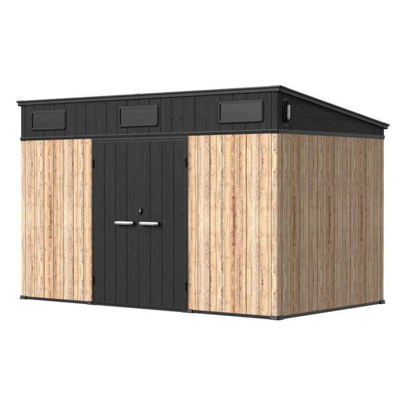 Abri de jardin en résine effet bois 7,29m² avec plancher Woodizy Jôbu - Image 3