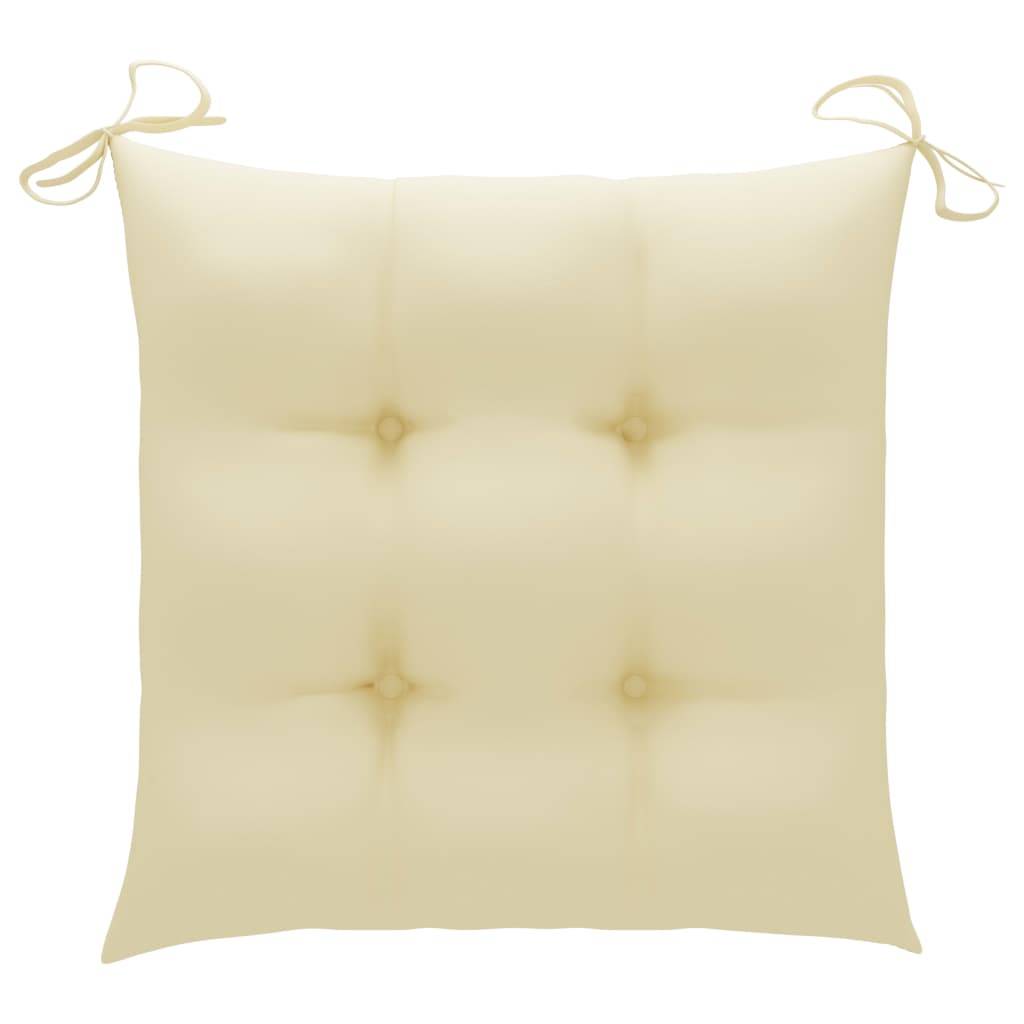 Lot de 6 Chaises de jardin et coussins - Chaises d'extérieur - Fauteuils de jardin blanc crème Teck massif - Image 8