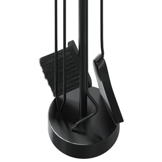 Set Serviteur de Cheminée Acier Rond 5 Pièces pour Entretien Poêle 66 cm Noir - ComfortXL Outdoor Living - Image 8