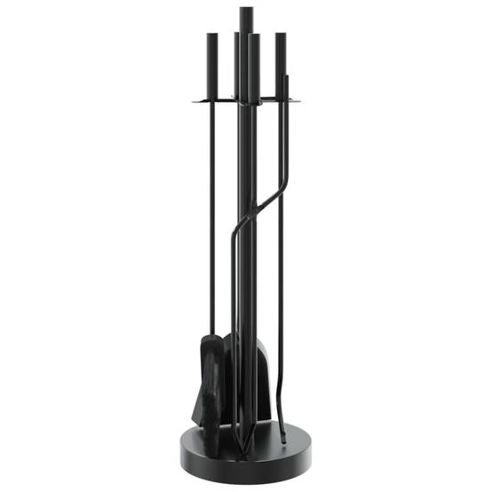 Set Serviteur de Cheminée Acier Rond 5 Pièces pour Entretien Poêle 66 cm Noir - ComfortXL Outdoor Living - Image 6