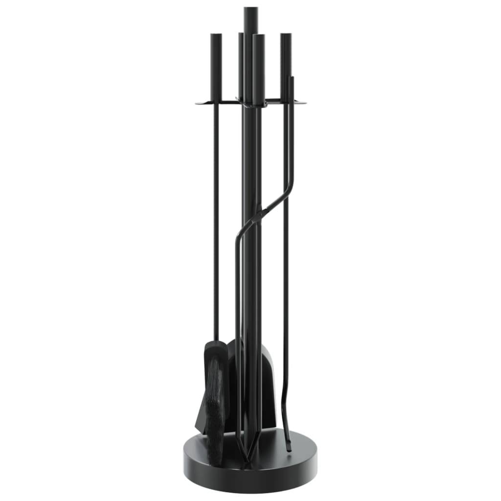 Set Serviteur de Cheminée Acier Rond 5 Pièces pour Entretien Poêle 66 cm Noir - ComfortXL Outdoor Living - Image 6