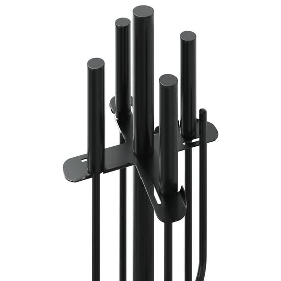 Set Serviteur de Cheminée Acier Rond 5 Pièces pour Entretien Poêle 66 cm Noir - ComfortXL Outdoor Living - Image 7