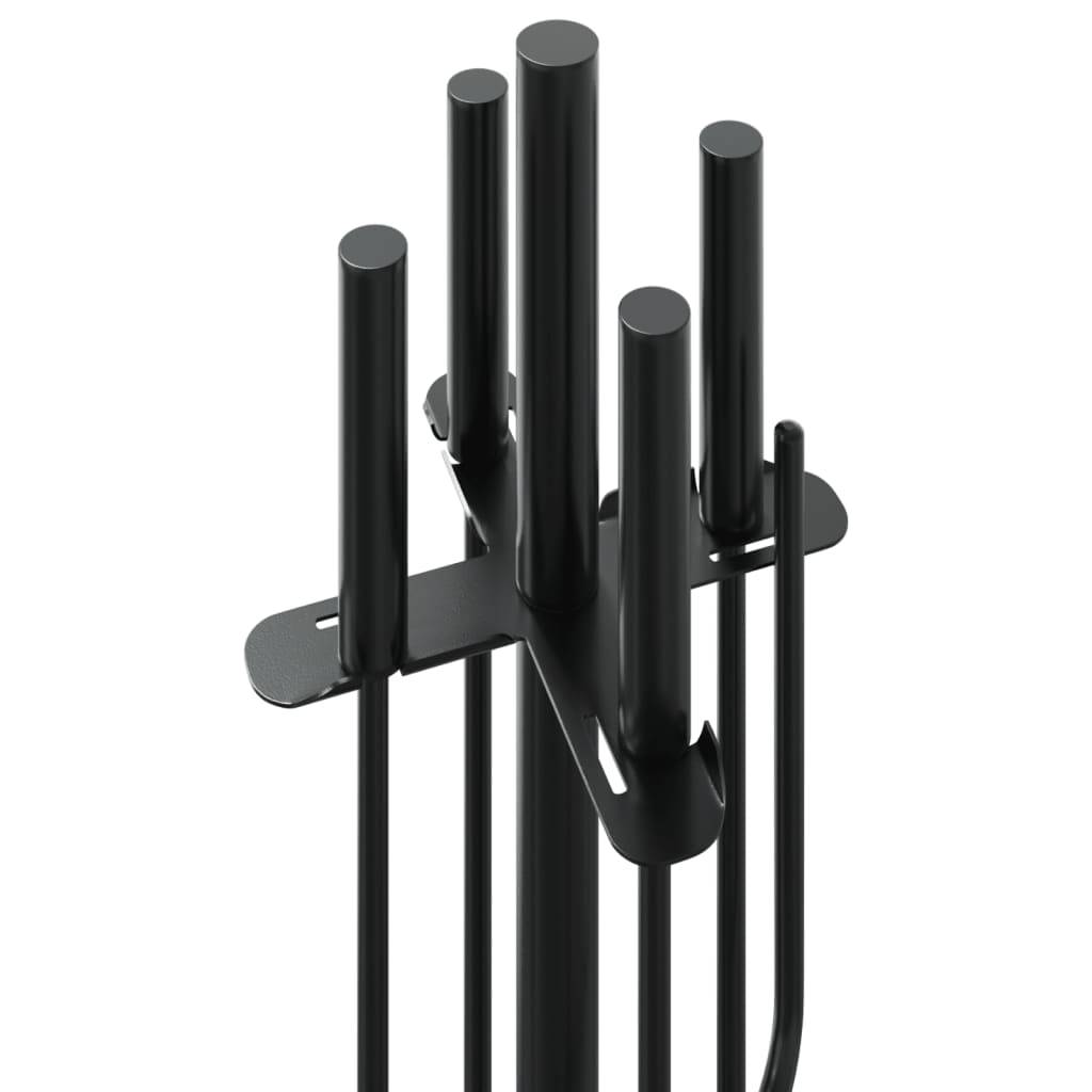 Set Serviteur de Cheminée Acier Rond 5 Pièces pour Entretien Poêle 66 cm Noir - ComfortXL Outdoor Living - Image 7