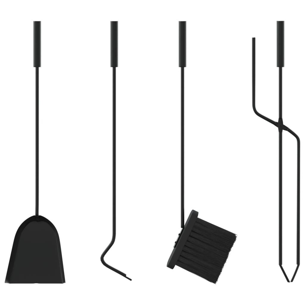 Set Serviteur de Cheminée Acier Rond 5 Pièces pour Entretien Poêle 66 cm Noir - ComfortXL Outdoor Living - Image 9