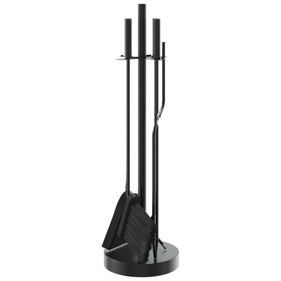 Set Serviteur de Cheminée Acier Rond 5 Pièces pour Entretien Poêle 66 cm Noir - ComfortXL Outdoor Living - Image 5