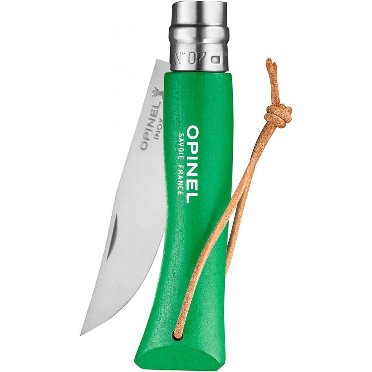 Opinel - Couteau Baroudeur n°7 - lame 8 cm vert avec lien en cuir - Image 3