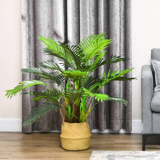 Palmier Artificiel Plastique PE Décoration Intérieur Ambiance Exotique 100cm Vert - ComfortXL Outdoor Living - Image 8