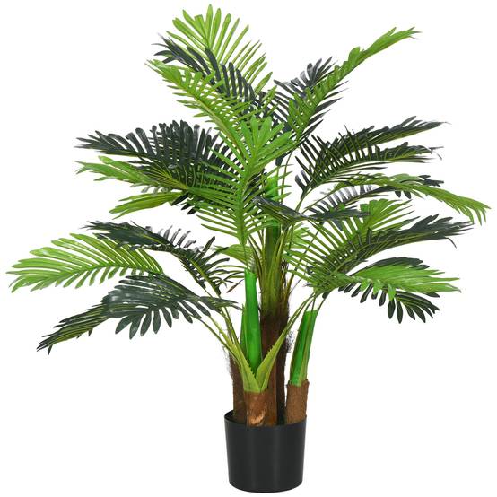 Palmier Artificiel Plastique PE Décoration Intérieur Ambiance Exotique 100cm Vert - ComfortXL Outdoor Living - Image 2