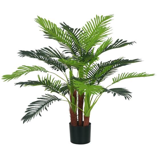 Palmier Artificiel Plastique PE Décoration Intérieur Ambiance Exotique 100cm Vert - ComfortXL Outdoor Living - Image 1
