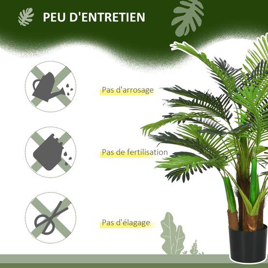 Palmier Artificiel Plastique PE Décoration Intérieur Ambiance Exotique 100cm Vert - ComfortXL Outdoor Living - Image 7