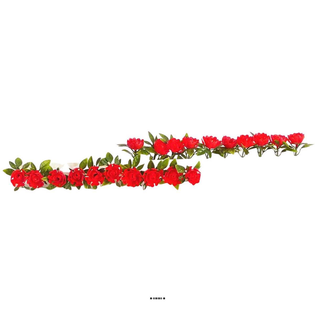Artificielles - Barrette x12 séparateurs socle blanc L25cm fleur rose rouge plastique - Image 2