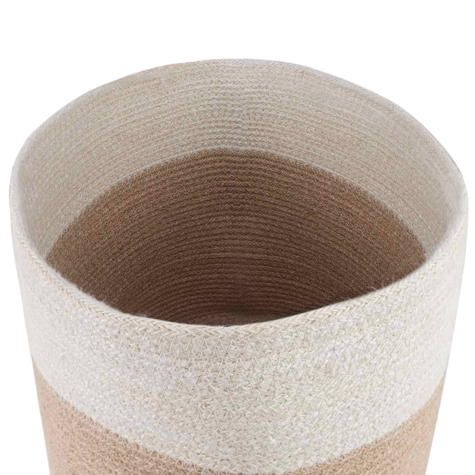 Ensemble de 2 pots à plantes jute naturel et blanc 28 x 28 x 28 cm, Poids:1.7kg - PANGIVO - Image 4