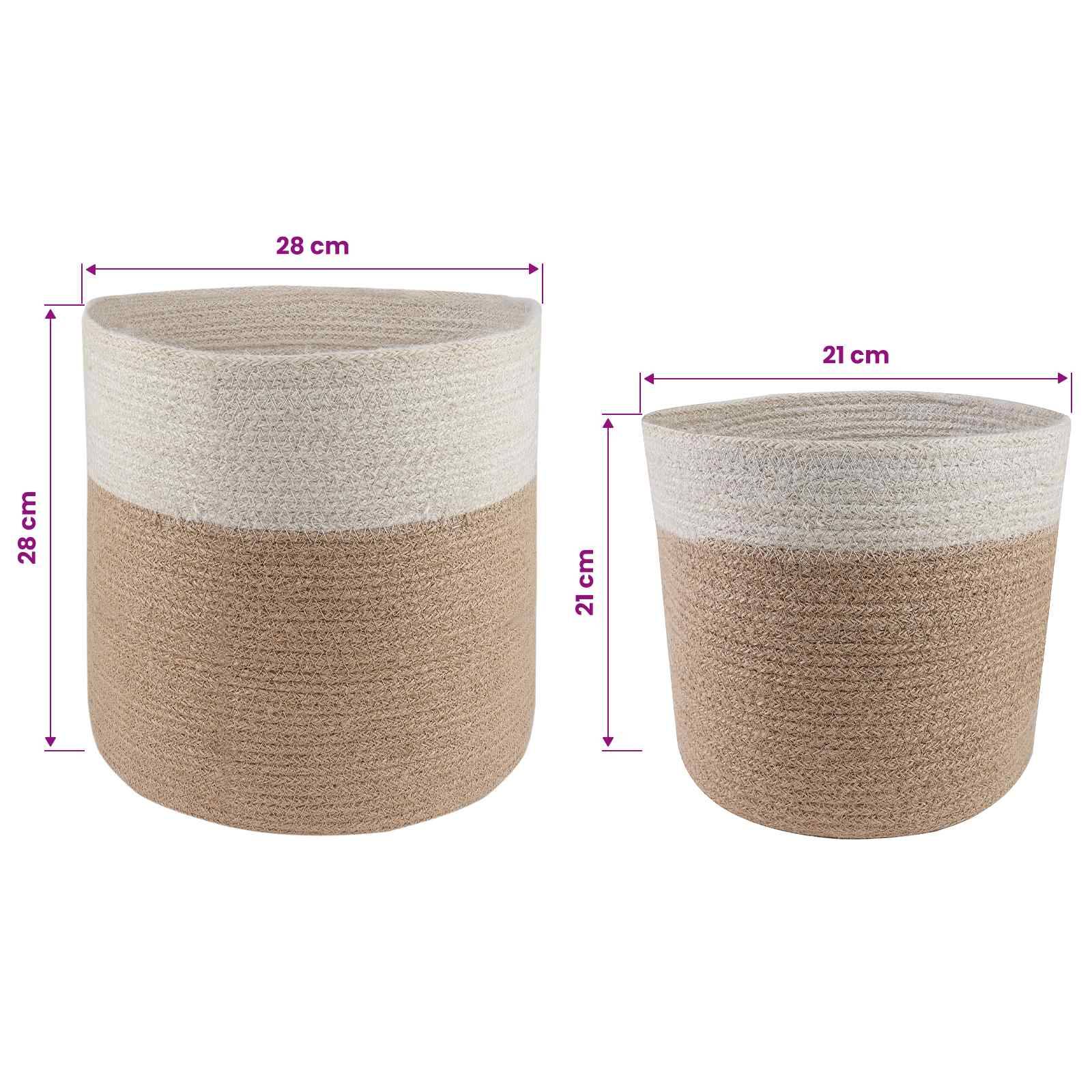 Ensemble de 2 pots à plantes jute naturel et blanc 28 x 28 x 28 cm, Poids:1.7kg - PANGIVO - Image 6