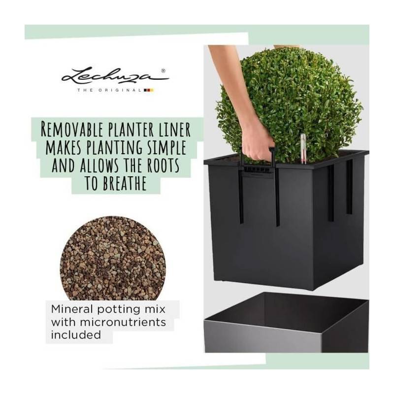 Lechuza - Pot De Fleur Lechuza Cube Premium 50 - Kit Complet, Anthracite Métallisé - Image 5