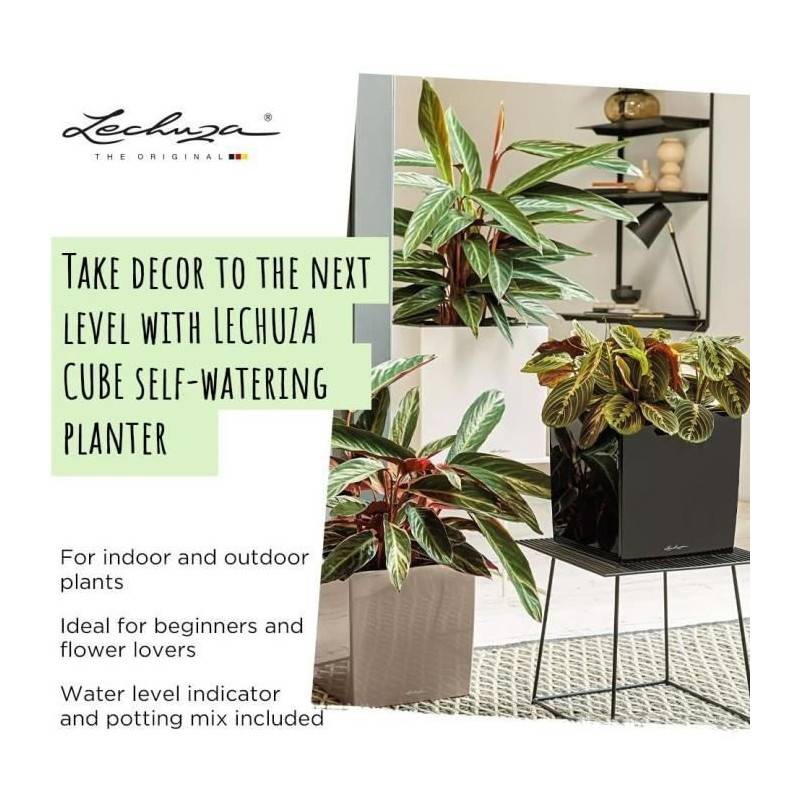 Lechuza - Pot De Fleur Lechuza Cube Premium 50 - Kit Complet, Anthracite Métallisé - Image 2