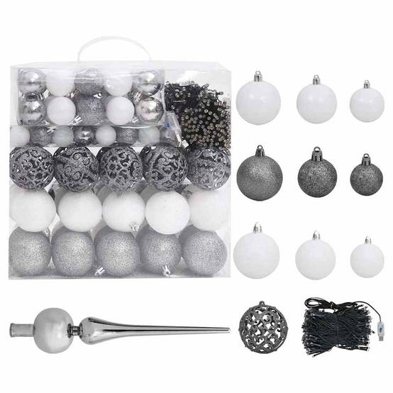 ComfortXL - Sapin de Noël réaliste PE Blanc 210cm avec LED et boules – ComfortXL Outdoor Living - Image 5