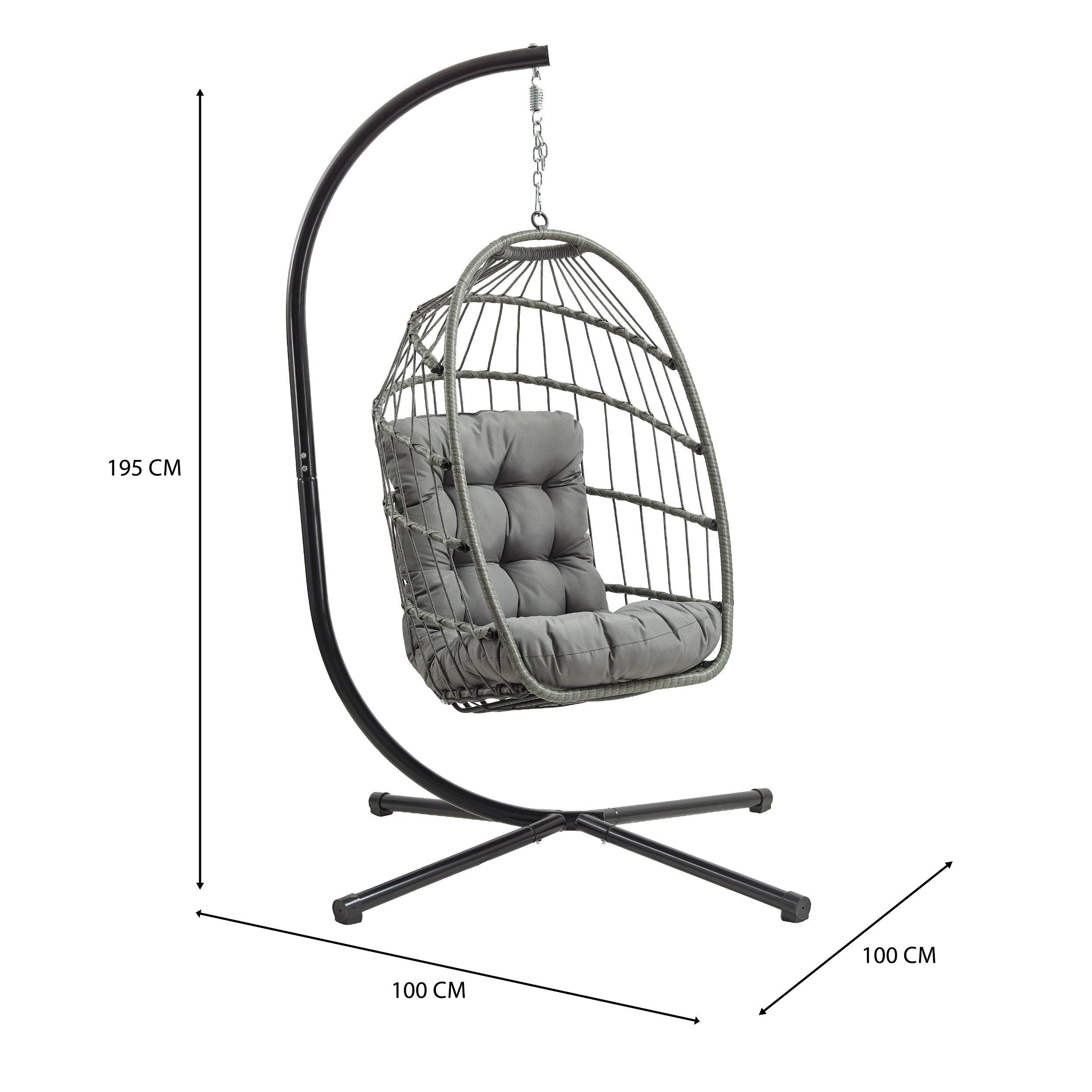 Monstershop - Fauteuil Œuf Suspendu en Rotin - Gris - Image 5