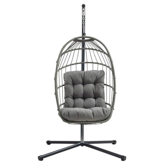 Monstershop - Fauteuil Œuf Suspendu en Rotin - Gris - Image 1