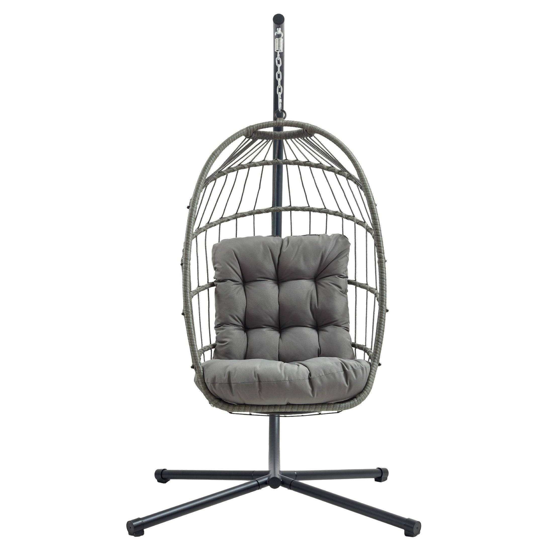 Monstershop - Fauteuil Œuf Suspendu en Rotin - Gris - Image 1