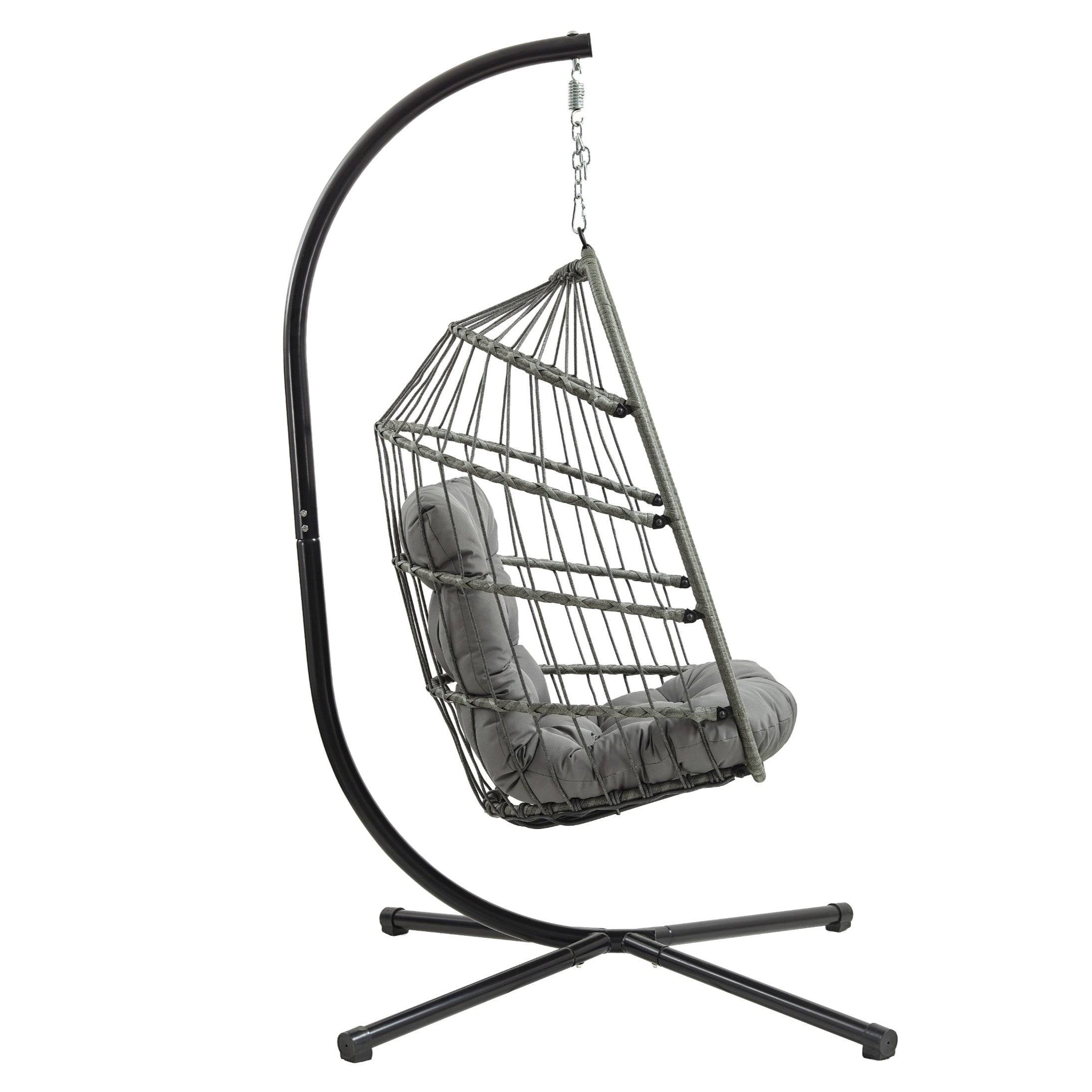 Monstershop - Fauteuil Œuf Suspendu en Rotin - Gris - Image 3