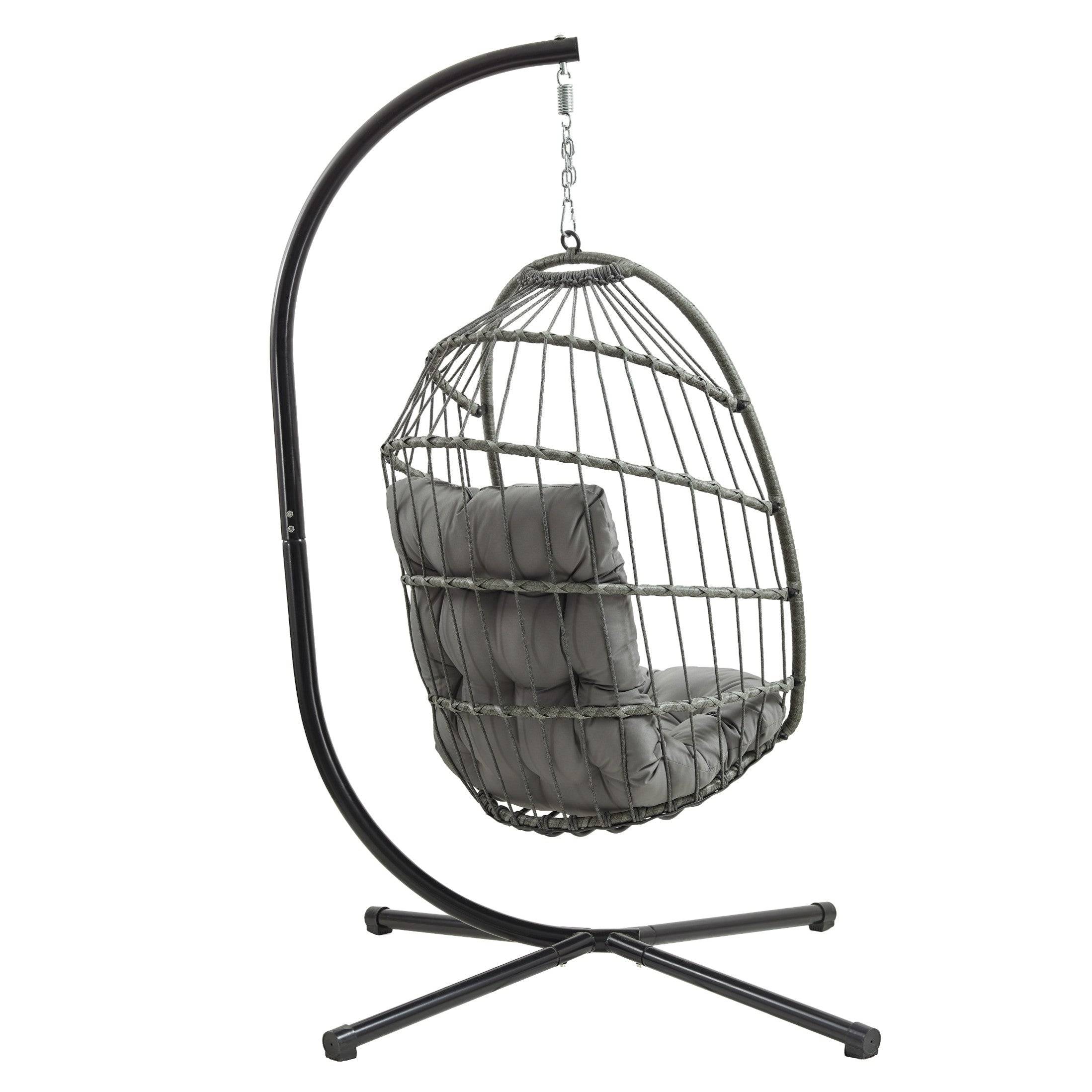 Monstershop - Fauteuil Œuf Suspendu en Rotin - Gris - Image 4