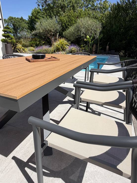 Dcb Garden - Ensemble repas de jardin 8 places en alu - Gris anthracite - LAMU - Image 3