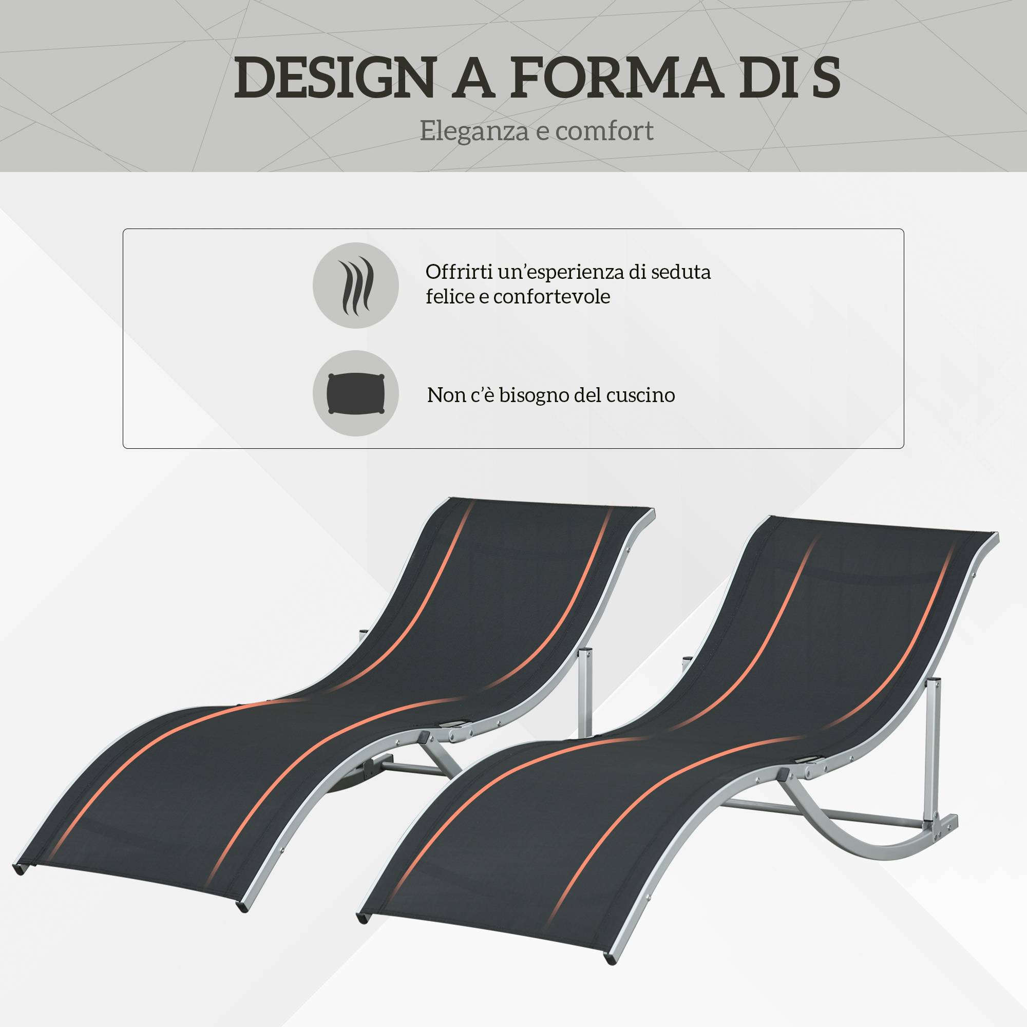 Ensemble de 2 chaises longues pliantes de jardin en aluminium et textilène, 61 x 165 x 63 cm, noir - Image 6