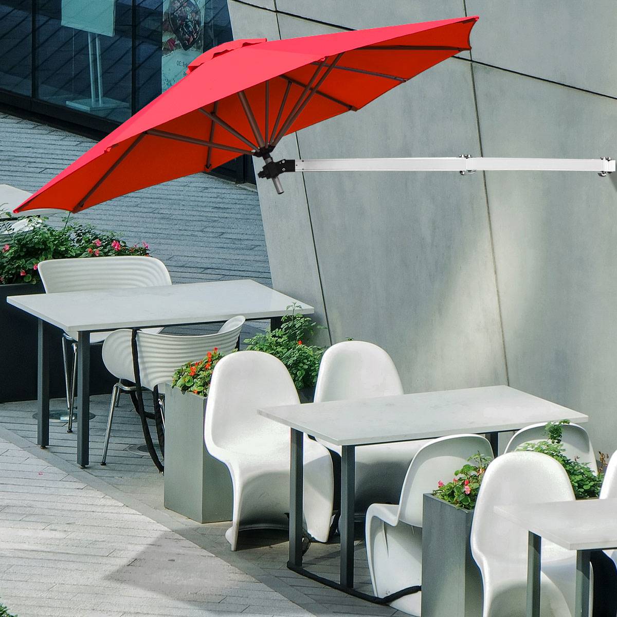 Maison Chic - Parasol en Porte-à-faux Mural de 247cm Parasol avec Mât Réglable Parasol Inclinable avec Évent - Image 2